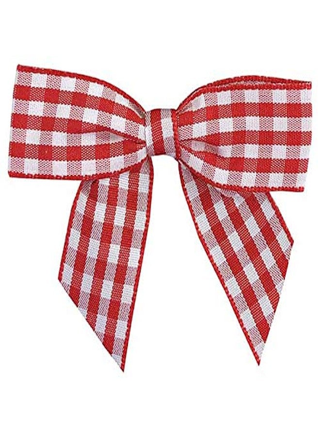 GiftWrap Etc. Red White Gingham Pre-Tied Bows - 3" Wide, Set of 12, Christmas, Buffalo Check Ribbons, Plaid Gift Basket Decor, Wedding Embellishments, Party Favors, Birthday Decorations - Image 1